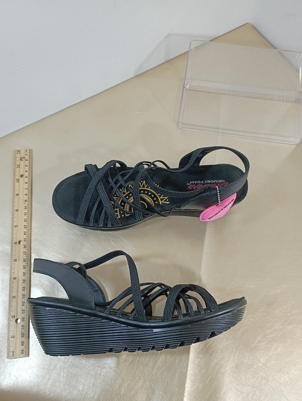 Skechers Women's SZ 10 Parallel-Crossed Wires-Multi Gore Slingback Sandal Black - Picture 6 of 9